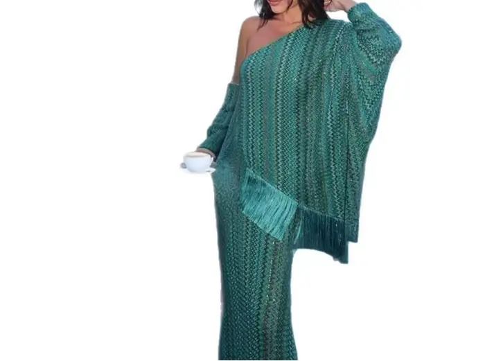 Robe à franges imprimée