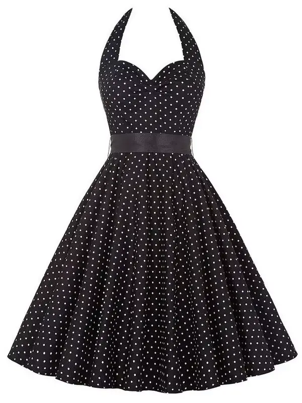 Robe d'été décontractée femmes à pois rétro Robe trapèze Pin Up Robe Vintage années 60 50 Rockabilly