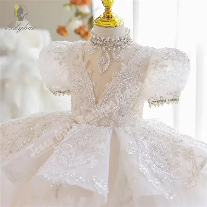 Robe de soirée de mariage à fleurs blanches pour filles