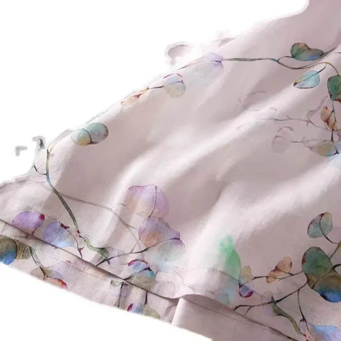 Robe ample en coton et lin imprimé pour femmes
