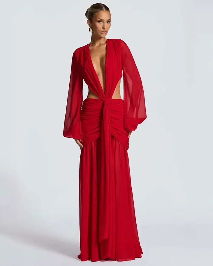GACVGA – robe Maxi élégante en mousseline de soie pour femmes
