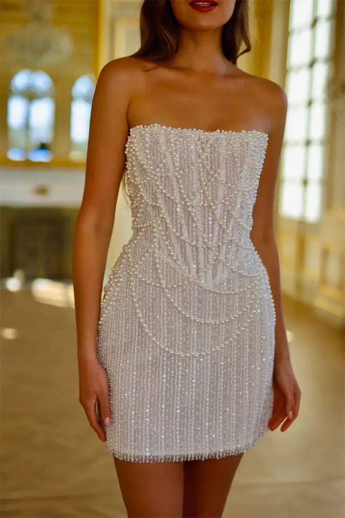 Tokyo personnalisé blanc élégant bretelles robes de mariée sans manches dos à lacets paillettes