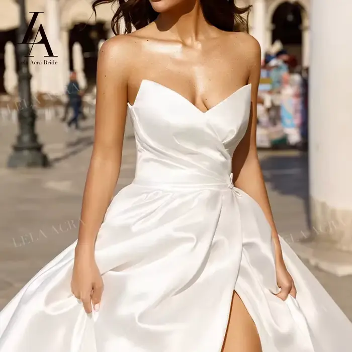 Chérie robe de mariée 2026 élégant sans manches fendu a-ligne princesse