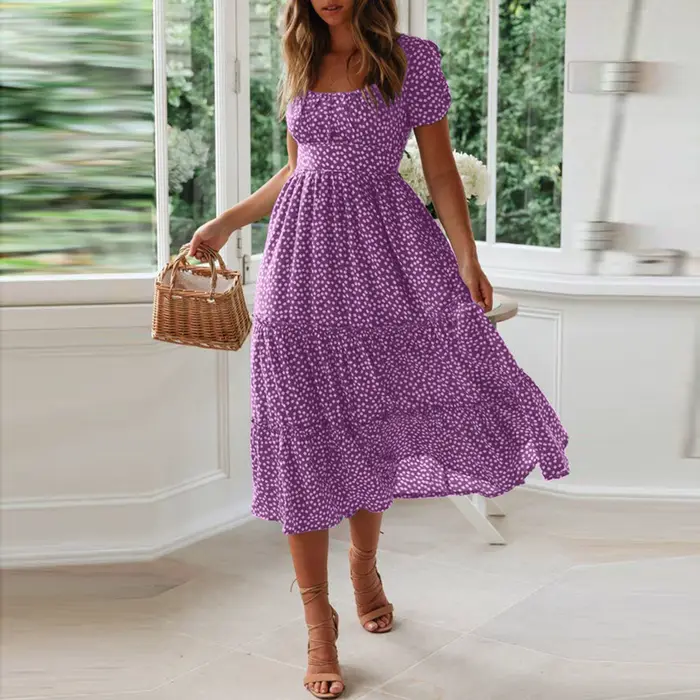 Robe d'été à fleurs fragmentées pour femmes