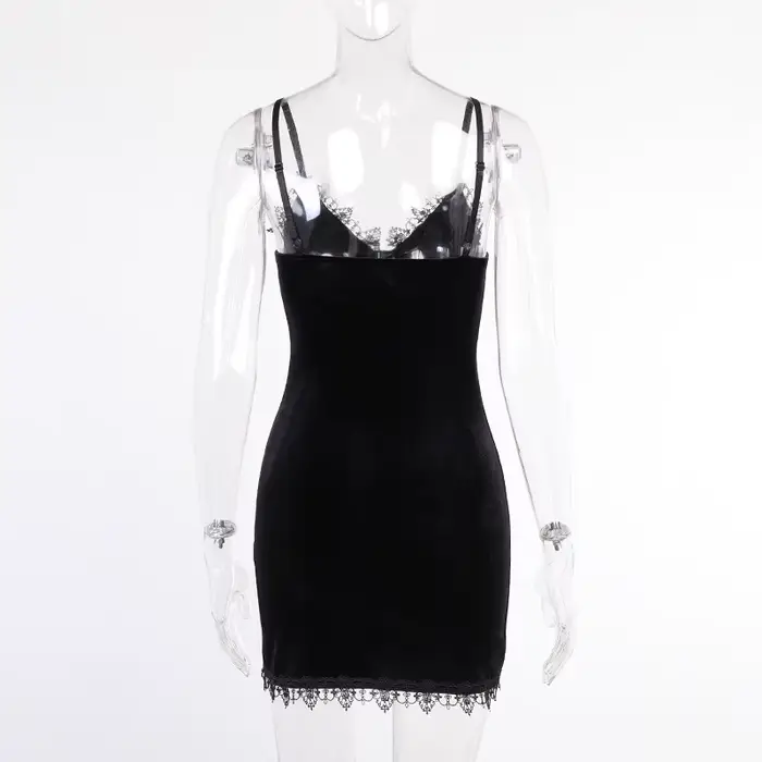 Mini robe noire croisée foncée