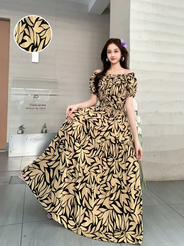 Robe d'été bohème pour femme en coton et soie, asymétrique (épaule dénudée ou à une épaule), à impri