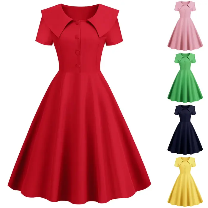 Robe vintage des années 1950 pour femmes, élégante et décontractée, polyester haute élasticité, sans manches, adaptée pour les soirées, cérémonies et journées quotidiennes