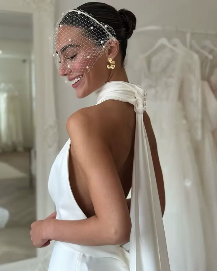 Msikoods robe de mariée civile femmes licou dos nu