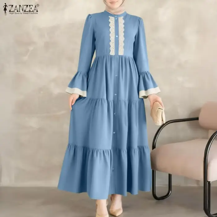 Robe longue modeste musulmane ZANZEA pour femme