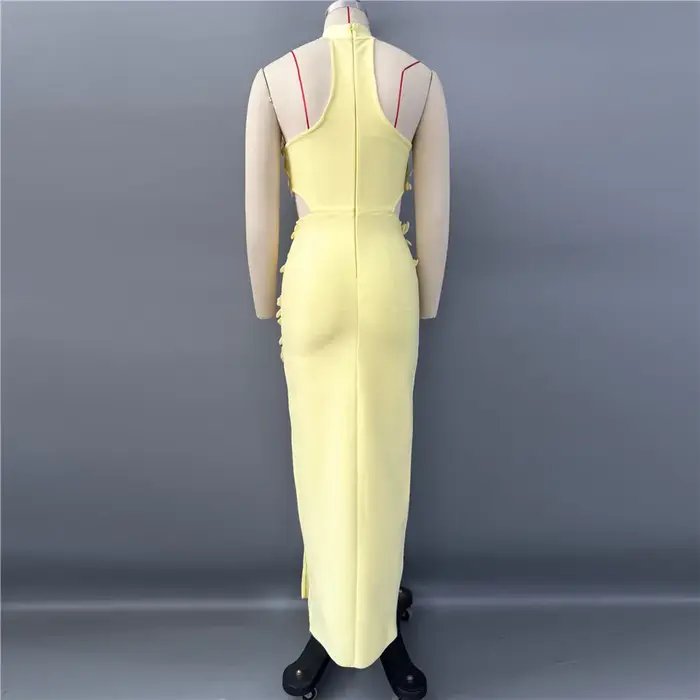 Femmes Sexy Patchwork robe de pansement mode Appliques licou vêtements Club fête robes de célébrité