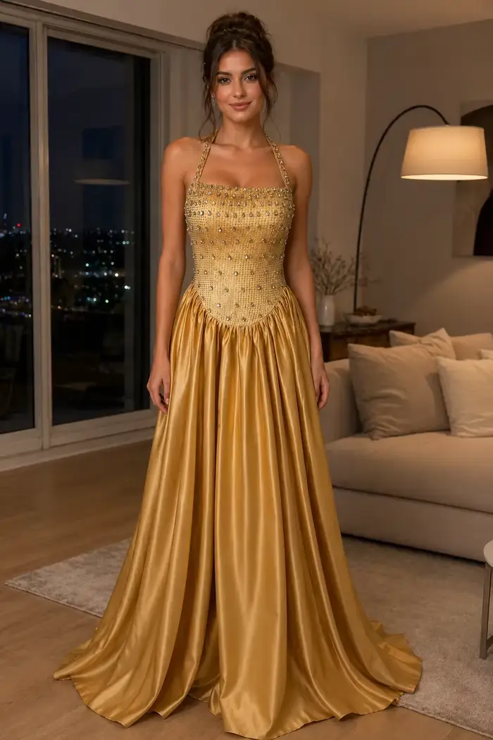 Robe de soirée en satin Aileen pour femme - Robes