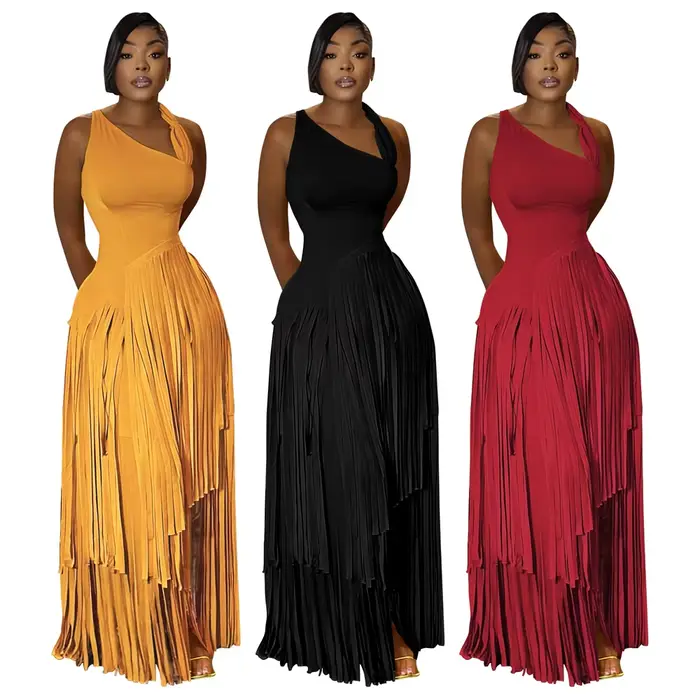Nouvelle Robe Africaine Sexy à Franges pour Femme