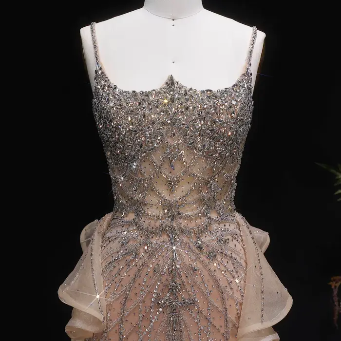 Sharon Said luxe Champagne sirène robe de soirée avec surjupe à volants rose pour les femmes de mariage