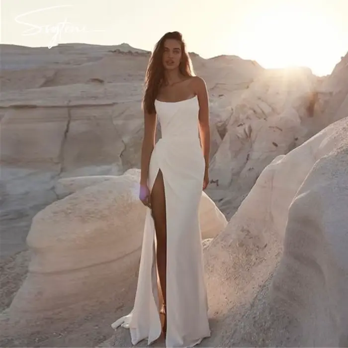 Robe de mariée sirène sans bretelles pour femme, robe de mariée simple, occasion spéciale, mariage, soirée familiale, cérémonie de remise de diplômes, anniversaire