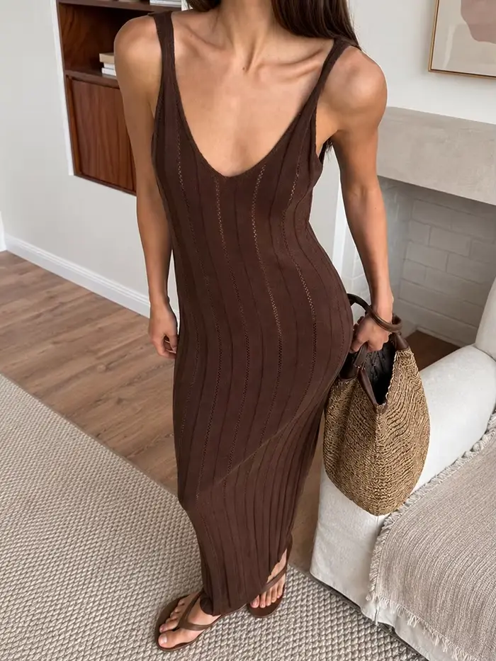 Robe Longue en Tricot Trendix Camisole Femme Élégante et Séduisante Occasion Spéciale Plage Soirée Chic