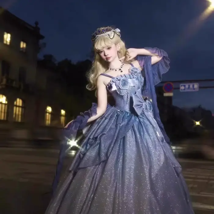 Robe de soirée bleue pour femmes, nouvelle robe de princesse élégante pour fête d'anniversaire, mari