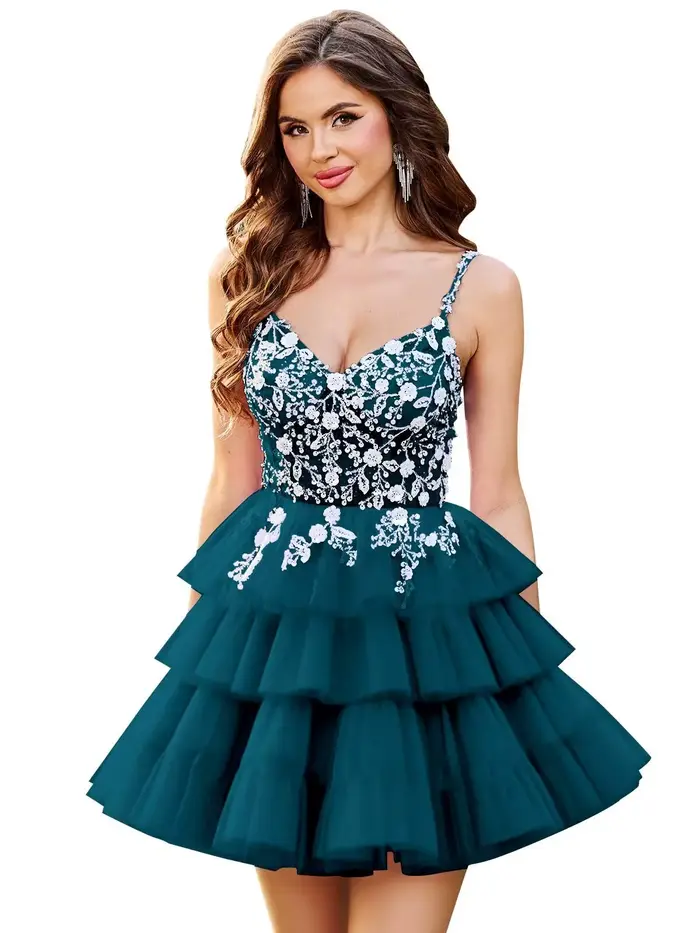 Robes de bal personnalisées pour adolescentes, scintillantes, en tulle bouffant, avec appliques en d