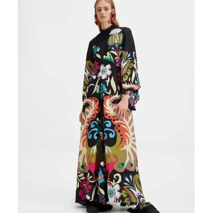 Robe longue imprimée Vintage pour femmes