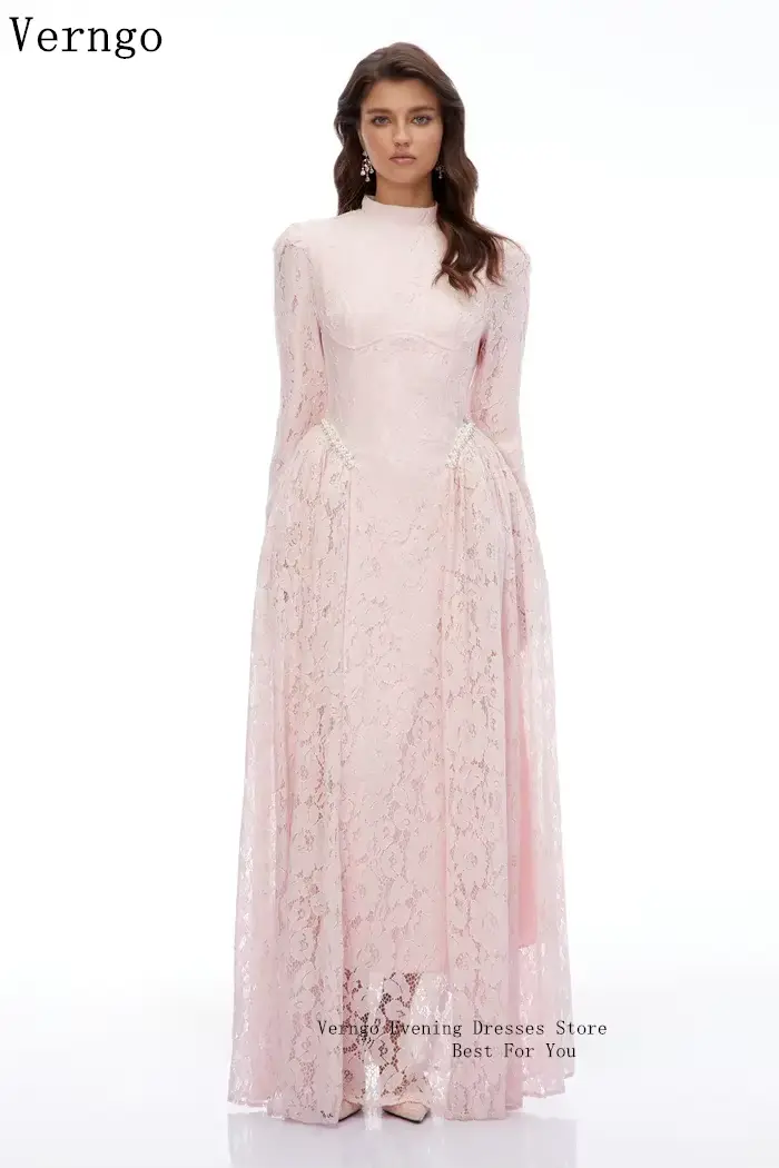 Verngo – robe de soirée de luxe en dentelle rose