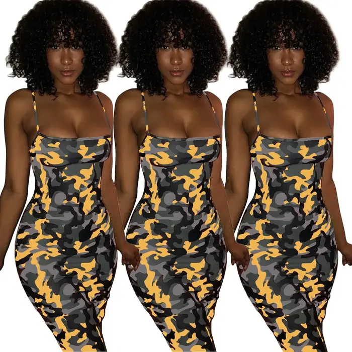 Robe portefeuille de Camouflage Sexy à bretelles