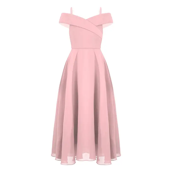 Robe longue de Rhen mousseline de soie pour adolescentes, robe de soirée de mariage, vêtements de no