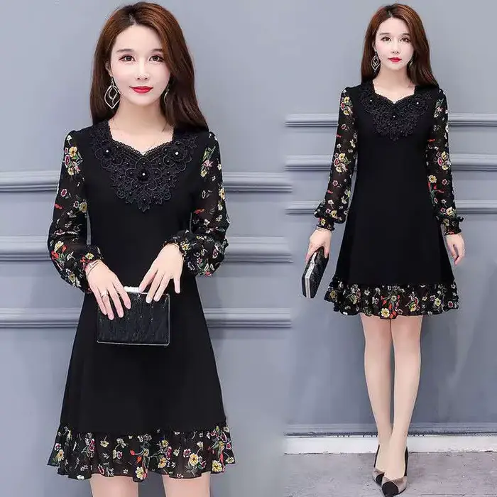Robe florale élégante pour femmes ample avec manches longues pour printemps et automne 2025 occasions spéciales