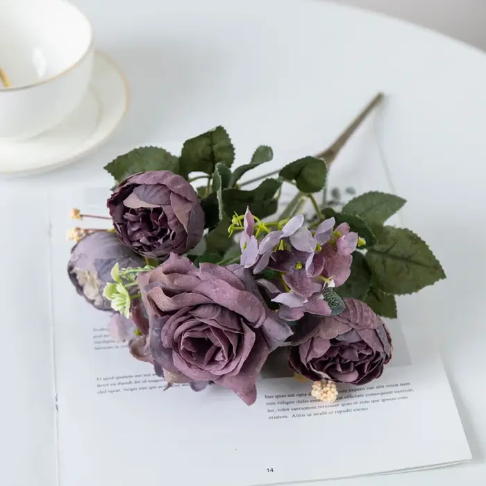 Roses artificielles en soie pour décoration intérieure mariage fête de pendaison de crémaillère cérémonie de diplôme engagement anniversaire fêtes prénuptiales baby shower