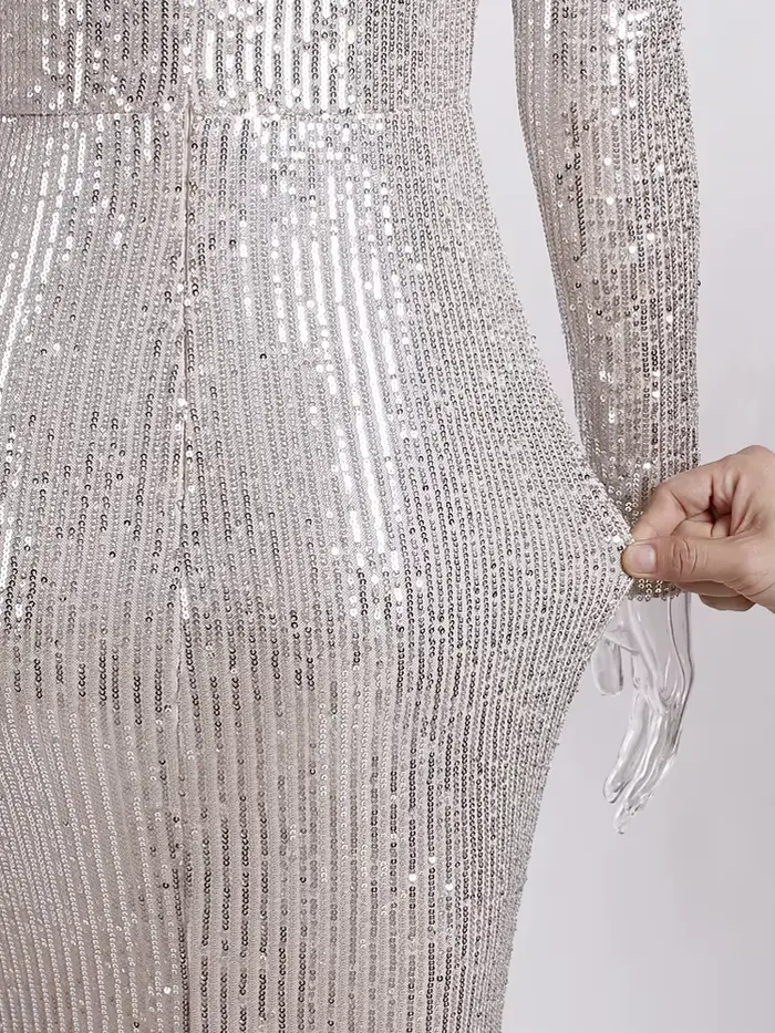 Robe de soirée maxi à paillettes argentées pour femmes, sexy et club, occassions spéciales hiver 2022