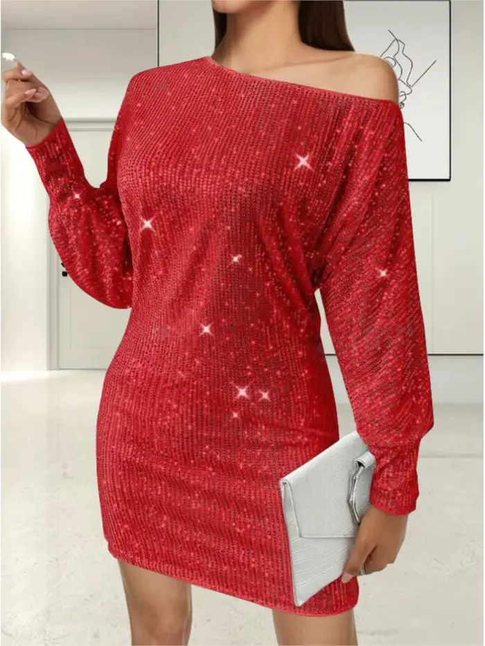 Robe mini femme MsChuh en polyester avec paillettes pour occasions spéciales et soirées élégantes