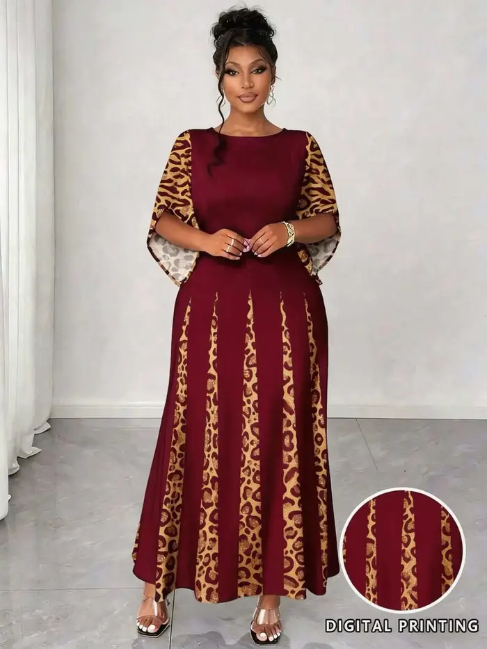 Robe maxi élégante à imprimé léopard