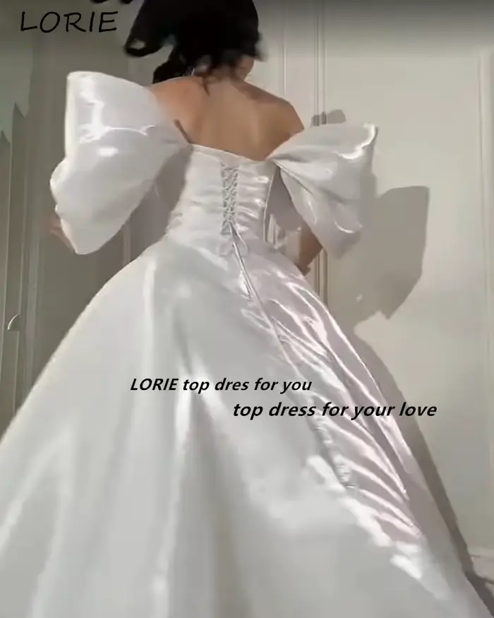 Robe de mariée longue scintillante en satin brillant, épaules dénudées, ligne A, robe de soirée ivoire, pour femmes, mariage, cérémonie de remise de diplôme, gala, événements spéciaux