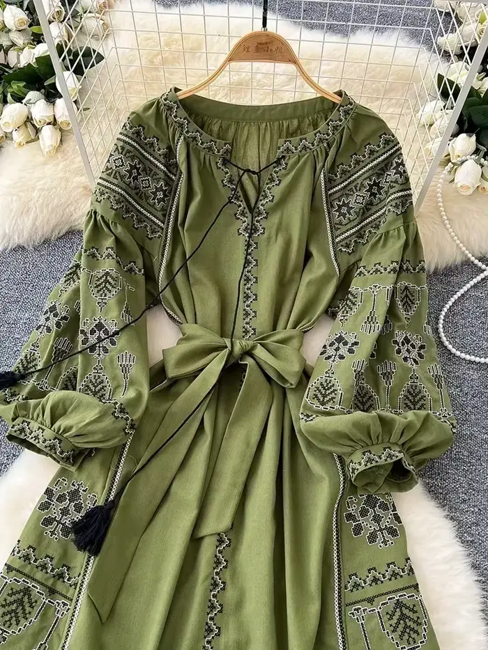 Robe longue de Style ethnique rétro bohème pour femmes