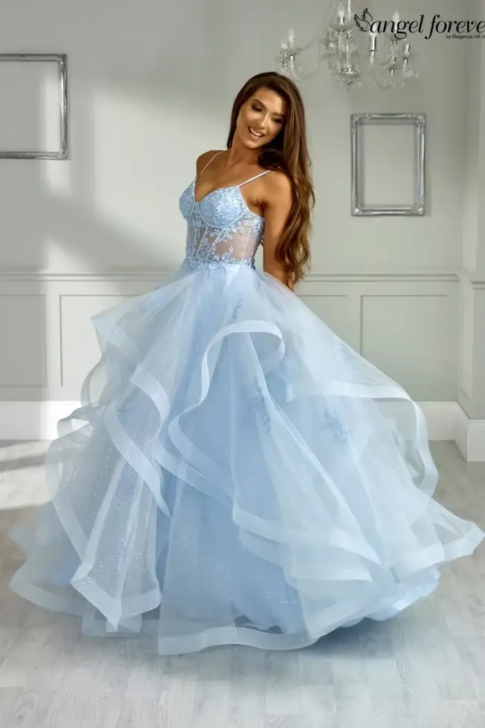 Robe de bal élégante en polyester avec décolleté en V et appliques pour femmes occasions spéciales et galas