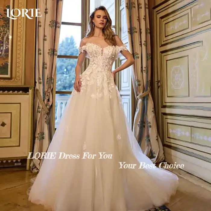 LORIE 3D fleurs robes de mariée épaules dénudées chérie robe