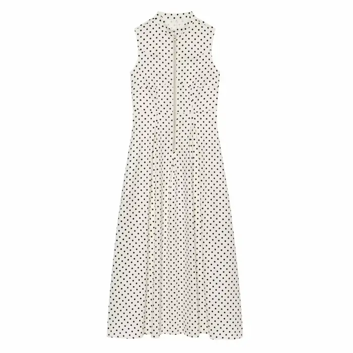Robe élégante à pois avec fermeture éclair pour femmes, robe plissée sans manches pour l'été, robe m