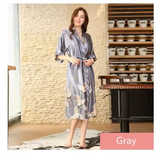 Peignoir en satin pour femme élégant motif animal de compagnie robe de nuit sexy longueur aux genoux popeline soie polyester style basique occassions spéciales