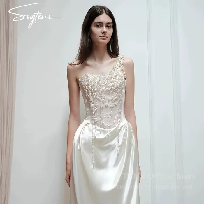 SSYTENS – robe de mariée élégante en ivoire, sans bretelles, avec perles, style sirène, sexy, robe d