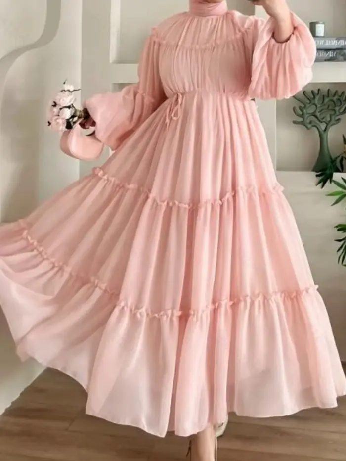 Robe élégante de dubaï pour femmes musulmanes Abaya Eid Ramadan Jalabiya robes de soirée solides dub