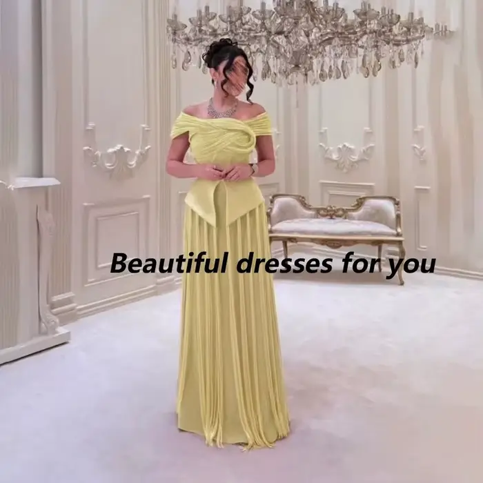 Robe de soirée jaune élégante personnalisée
