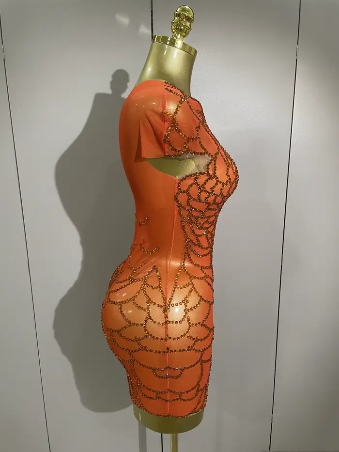 STOCK femmes brillant strass Sexy une épaule culture robe anniversaire célébrer fête robe de soirée