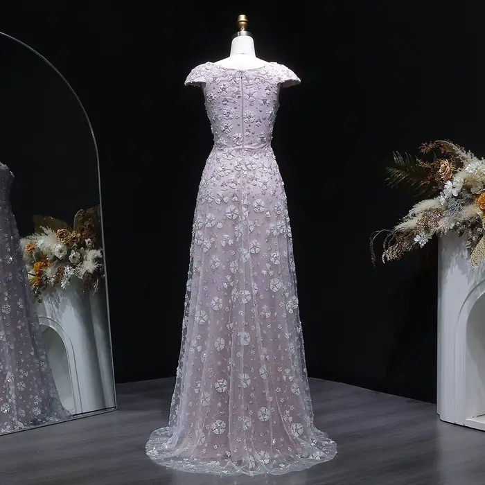 Robe de soirée Sharon Said Chic rose clair personnalisée pour femmes avec perles et paillettes pour soirées officielles mariages et cérémonies