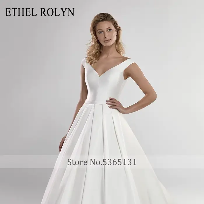 ETHEL ROLYN robe De mariée trapèze magnifique Satin col en v