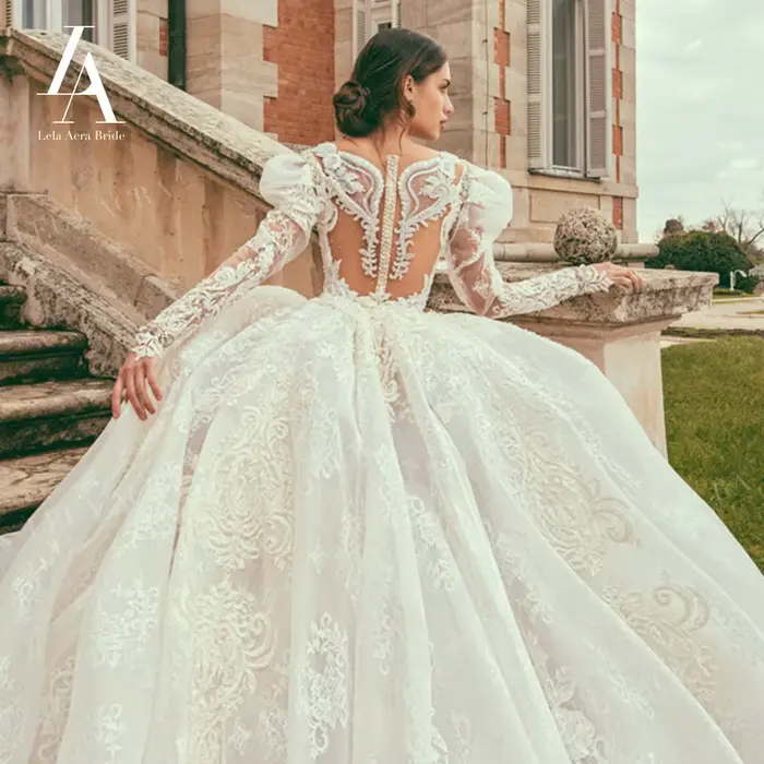 Robes de mariée LelaAcra Sweetheart pour femmes 2026 à manches longues avec appliques