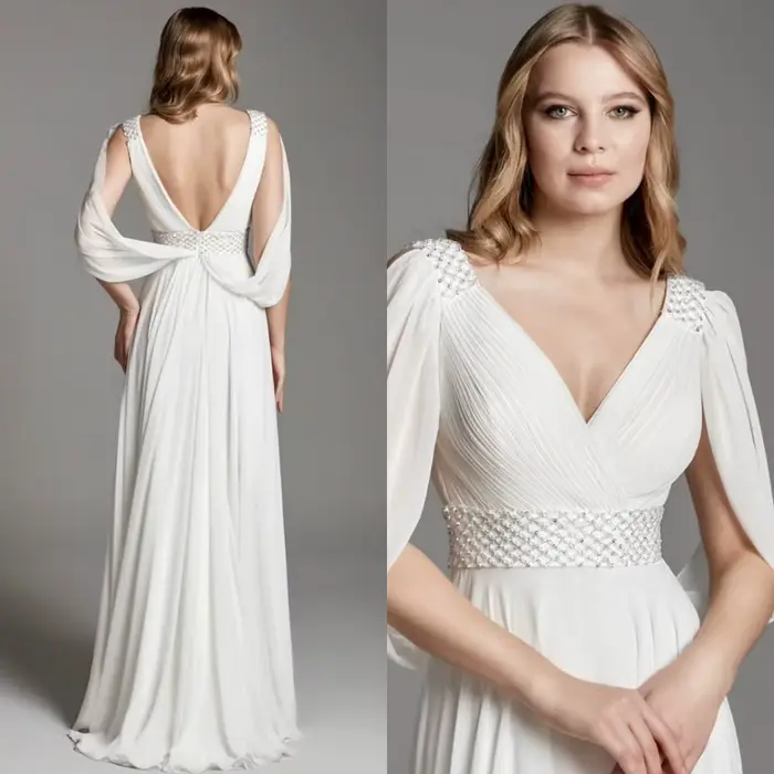 Robe De soirée en mousseline De soie blanche