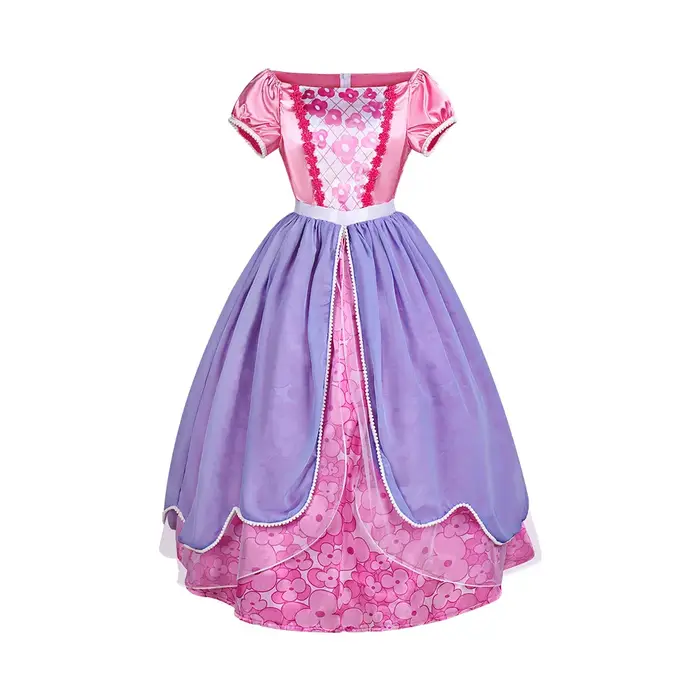 Déguisement Princesse Sofia pour Adulte Femme Robe de Cosplay en Satin Violet à Motif Floral Tenue de Soirée Halloween Carnaval Fête Chic