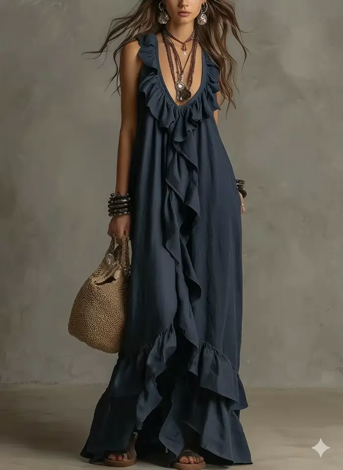 Robe longue décontractée ample