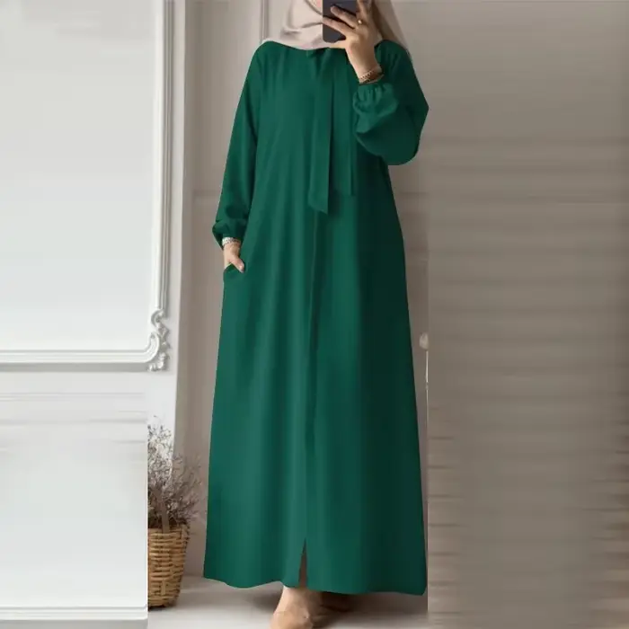 Abaya-Robe musulmane à col rabattu pour femmes musulmanes, robe longue de Dubaï, robe de Turquie, ro