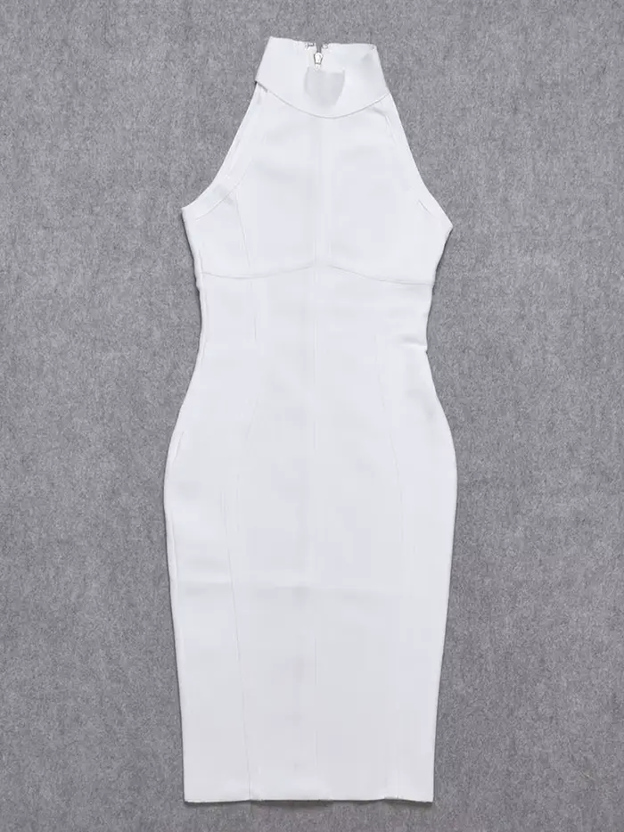 Robe de Soirée Sexy et Élégante pour Femme, Tenue de Couleur Unie, artificiel astique, Blanche, XL, 