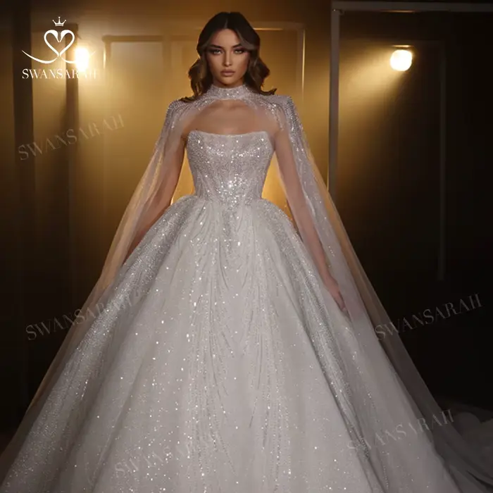 Robe de mariée de luxe perlée