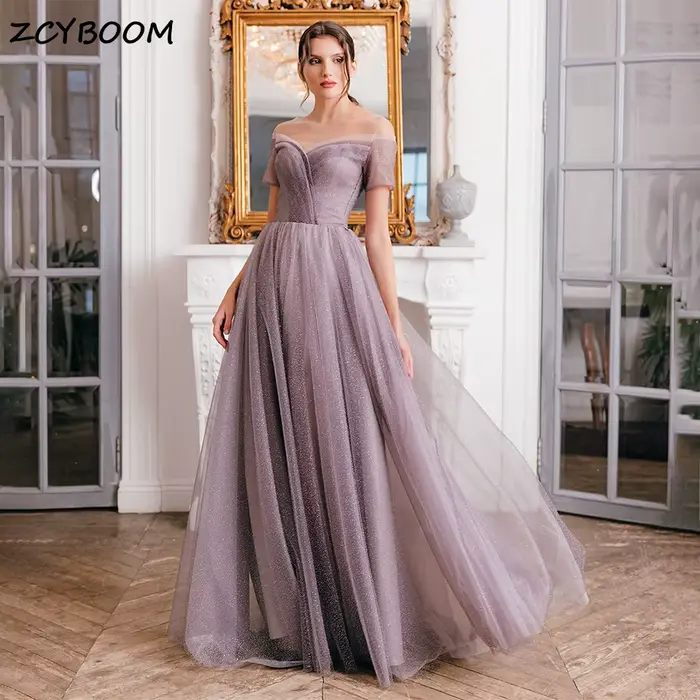 Robes de Soirée Élégantes Personnalisées en Tulle Brillant Effet Illusion 2026 à Manches Courtes Lon